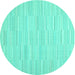 Round Solid Turquoise Modern Rug, con626turq