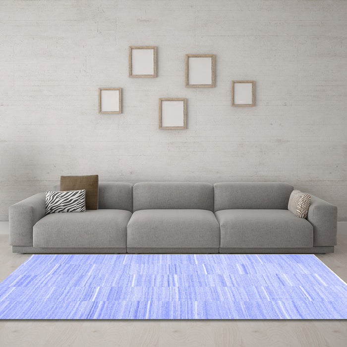 Machine Washable Solid Blue Modern Rug in a Living Room, wshcon626blu