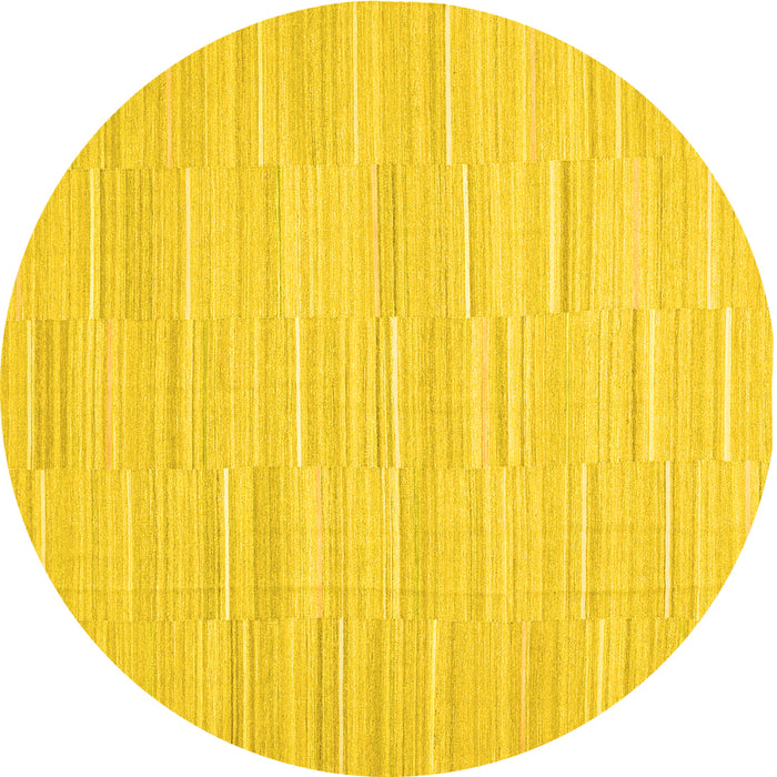 Round Machine Washable Solid Yellow Modern Rug, wshcon626yw