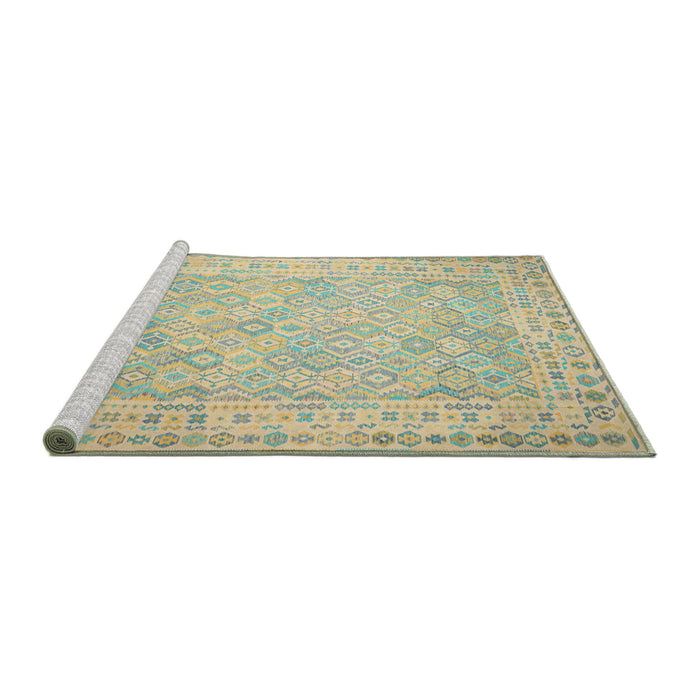 Serging Thickness of Machine Washable Contemporary Sage Green Rug, wshcon627