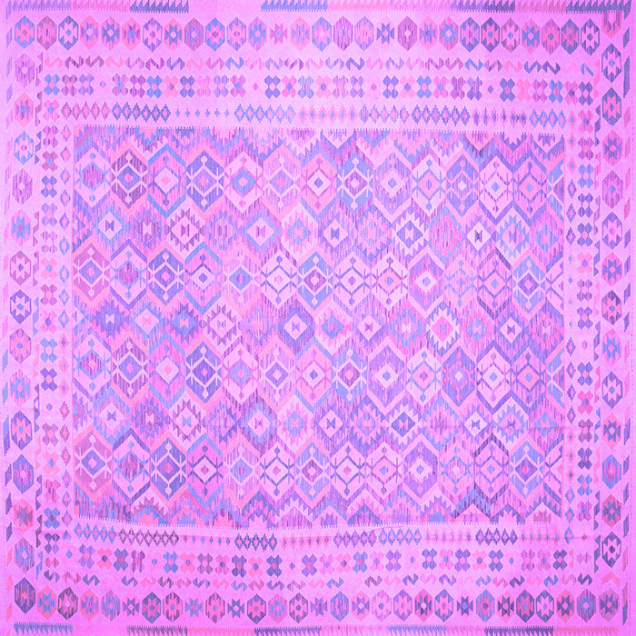 Square Machine Washable Southwestern Purple Country Area Rugs, wshcon627pur
