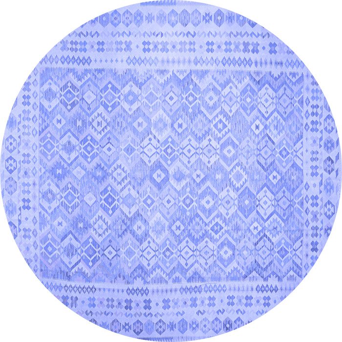 Round Southwestern Blue Country Rug, con627blu