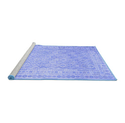 Sideview of Machine Washable Southwestern Blue Country Rug, wshcon627blu