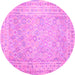 Round Southwestern Pink Country Rug, con627pnk