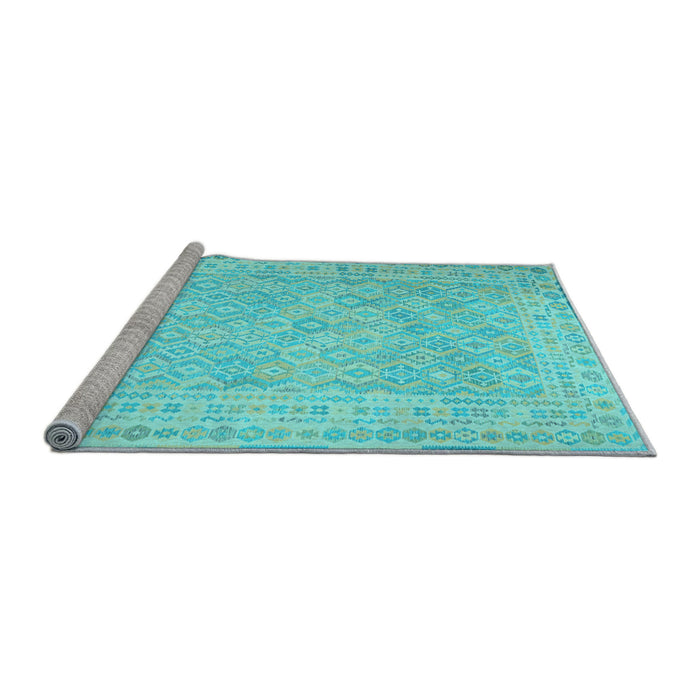 Sideview of Machine Washable Southwestern Light Blue Country Rug, wshcon627lblu