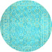 Round Southwestern Light Blue Country Rug, con627lblu