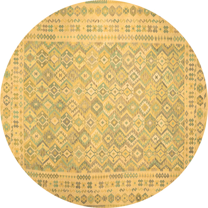 Round Southwestern Brown Country Rug, con627brn