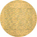 Round Southwestern Brown Country Rug, con627brn