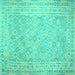 Square Southwestern Turquoise Country Rug, con627turq