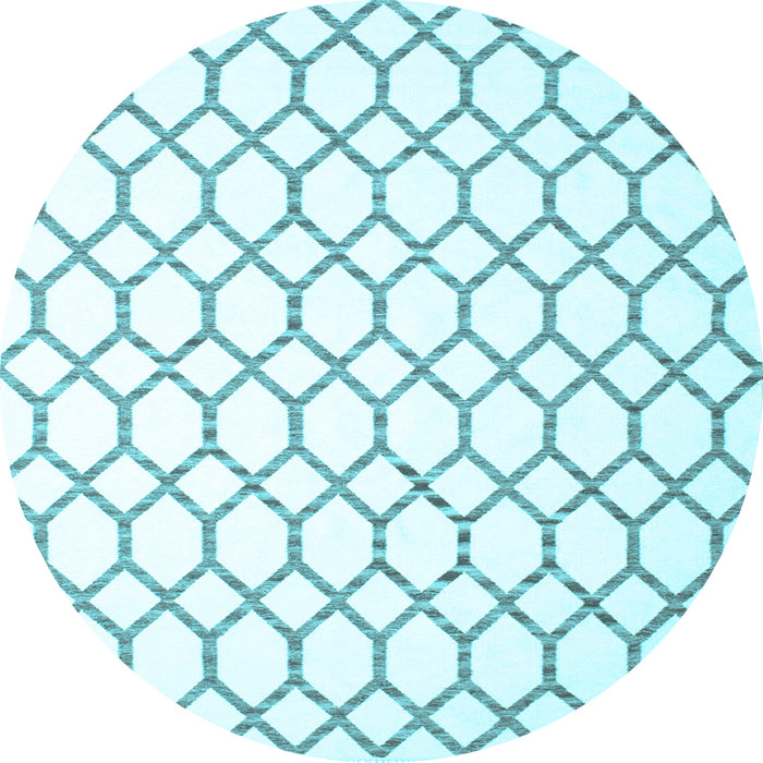 Round Machine Washable Terrilis Light Blue Contemporary Rug, wshcon628lblu