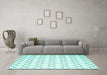 Machine Washable Terrilis Turquoise Contemporary Area Rugs in a Living Room,, wshcon628turq