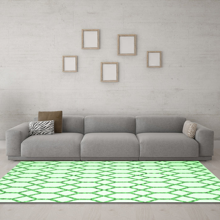 Machine Washable Terrilis Emerald Green Contemporary Area Rugs in a Living Room,, wshcon628emgrn