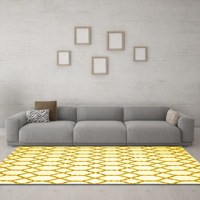 Machine Washable Terrilis Yellow Contemporary Rug in a Living Room, wshcon628yw
