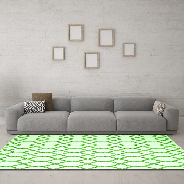 Machine Washable Terrilis Green Contemporary Area Rugs in a Living Room,, wshcon628grn