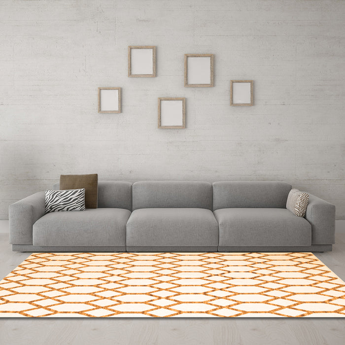Machine Washable Terrilis Orange Contemporary Area Rugs in a Living Room, wshcon628org