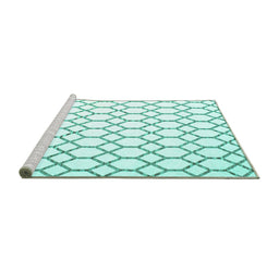 Sideview of Machine Washable Terrilis Turquoise Contemporary Area Rugs, wshcon628turq