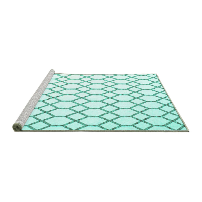 Sideview of Machine Washable Terrilis Turquoise Contemporary Area Rugs, wshcon628turq