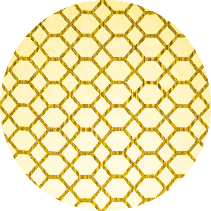 Round Machine Washable Terrilis Yellow Contemporary Rug, wshcon628yw