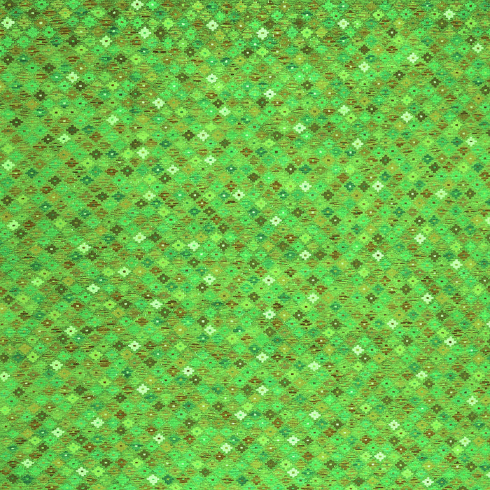 Round Machine Washable Southwestern Green Country Area Rugs, wshcon629grn