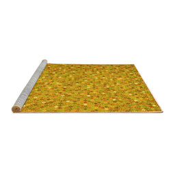Sideview of Machine Washable Southwestern Yellow Country Rug, wshcon629yw