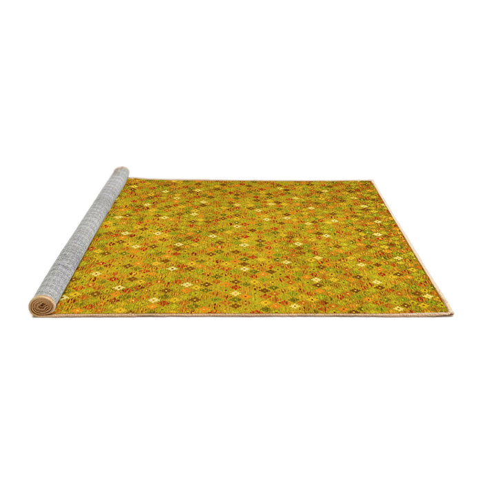 Sideview of Machine Washable Southwestern Yellow Country Rug, wshcon629yw