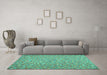 Machine Washable Southwestern Turquoise Country Area Rugs in a Living Room,, wshcon629turq