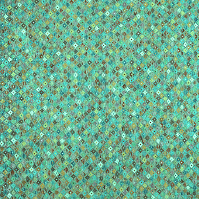 Square Machine Washable Southwestern Turquoise Country Area Rugs, wshcon629turq