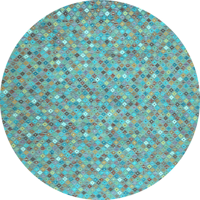 Round Machine Washable Southwestern Light Blue Country Rug, wshcon629lblu
