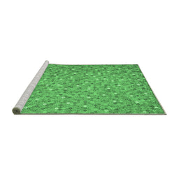 Sideview of Machine Washable Southwestern Emerald Green Country Area Rugs, wshcon629emgrn