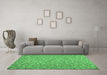 Machine Washable Southwestern Emerald Green Country Area Rugs in a Living Room,, wshcon629emgrn