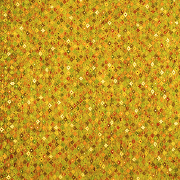 Square Machine Washable Southwestern Yellow Country Rug, wshcon629yw