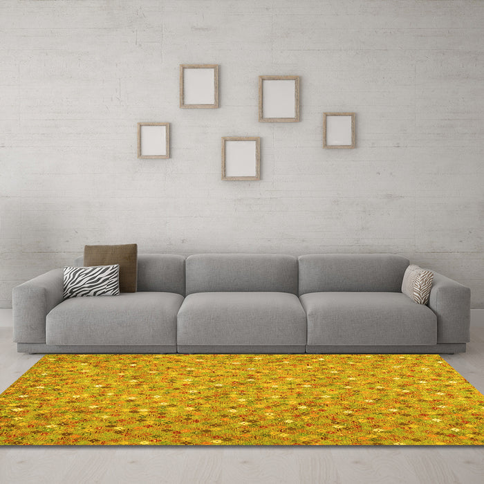 Machine Washable Southwestern Yellow Country Rug in a Living Room, wshcon629yw