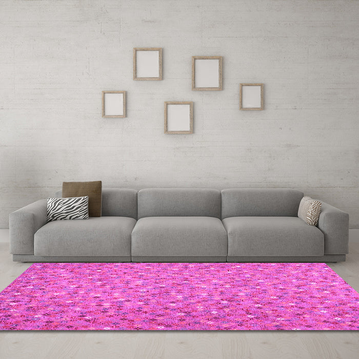 Machine Washable Southwestern Pink Country Rug in a Living Room, wshcon629pnk