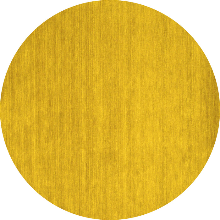 Round Machine Washable Solid Yellow Modern Rug, wshcon62yw