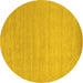 Round Machine Washable Solid Yellow Modern Rug, wshcon62yw