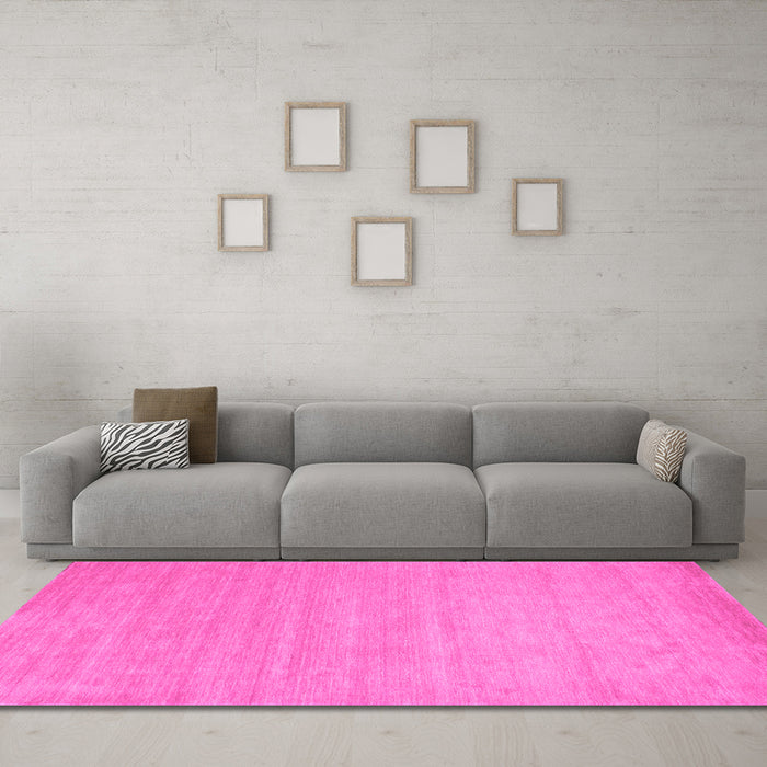Machine Washable Solid Pink Modern Rug in a Living Room, wshcon62pnk