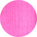 Round Machine Washable Solid Pink Modern Rug, wshcon62pnk