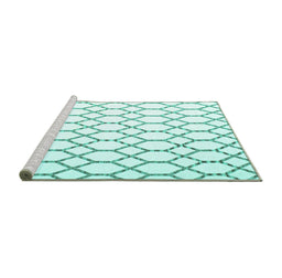 Sideview of Machine Washable Terrilis Turquoise Contemporary Area Rugs, wshcon630turq