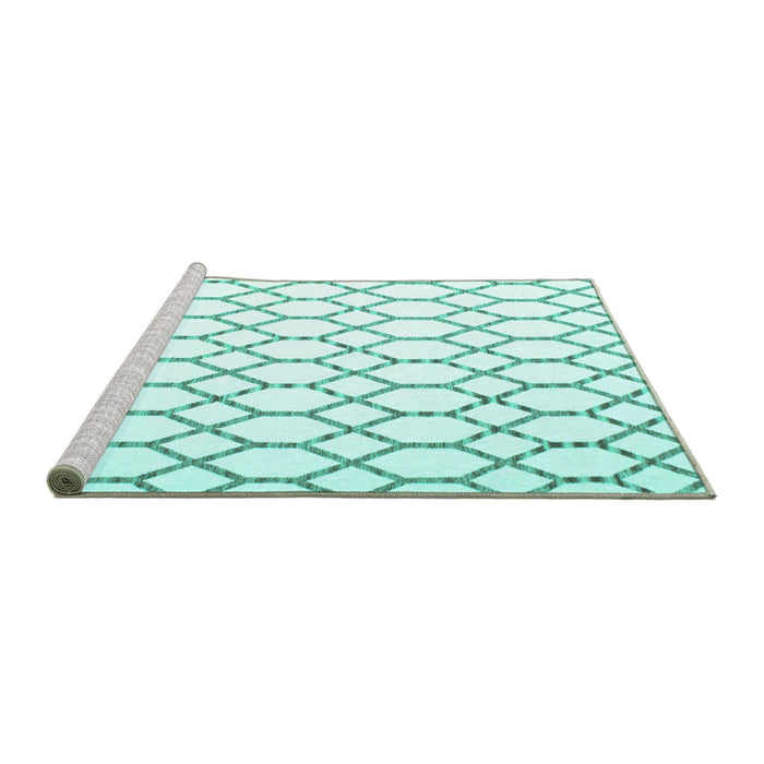 Sideview of Machine Washable Terrilis Turquoise Contemporary Area Rugs, wshcon630turq