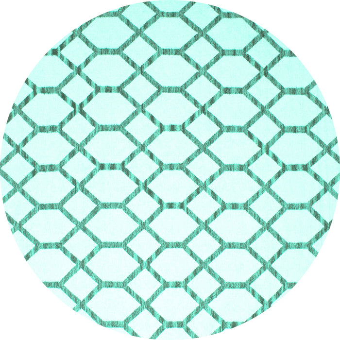 Round Machine Washable Terrilis Turquoise Contemporary Area Rugs, wshcon630turq