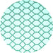 Round Machine Washable Terrilis Turquoise Contemporary Area Rugs, wshcon630turq