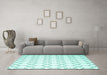 Machine Washable Terrilis Turquoise Contemporary Area Rugs in a Living Room,, wshcon630turq