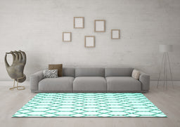 Machine Washable Terrilis Turquoise Contemporary Area Rugs in a Living Room,, wshcon630turq