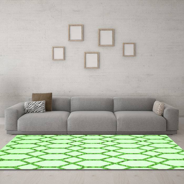 Machine Washable Terrilis Green Contemporary Area Rugs in a Living Room,, wshcon631grn