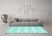 Machine Washable Terrilis Turquoise Contemporary Area Rugs in a Living Room,, wshcon631turq
