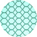 Round Machine Washable Terrilis Turquoise Contemporary Area Rugs, wshcon631turq