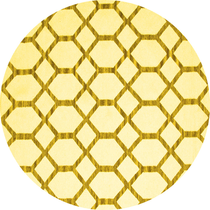 Round Machine Washable Terrilis Yellow Contemporary Rug, wshcon631yw