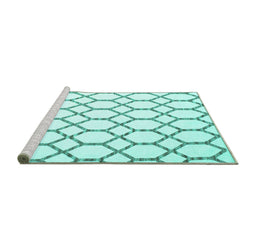 Sideview of Machine Washable Terrilis Turquoise Contemporary Area Rugs, wshcon631turq