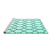 Sideview of Machine Washable Terrilis Turquoise Contemporary Area Rugs, wshcon631turq