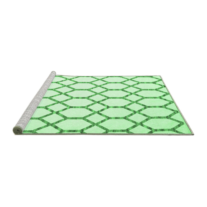 Sideview of Machine Washable Terrilis Emerald Green Contemporary Area Rugs, wshcon631emgrn